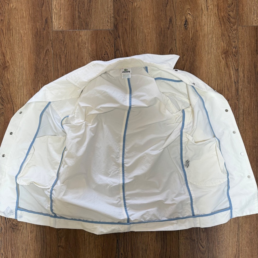 Lacoste Womens Lightweight Snap Front Jacket White Size 38 Embroidered Logo Coat - Picture 8 of 11